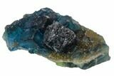Cubic, Blue-Green Fluorite Crystals on Quartz - China #124845-1